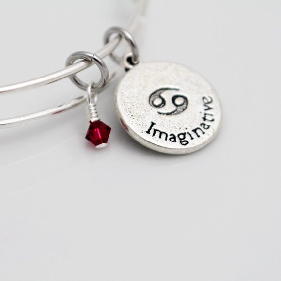 July Cancer Adjustable Charm Bangle - Handmade Zodiac Bracelet - Picture 12 of 12